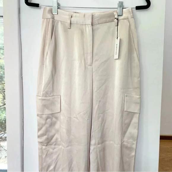 New Aritzia Babaton Refined Cargo Pants High Waist Satin in Blush Pink - Picture 11 of 15
